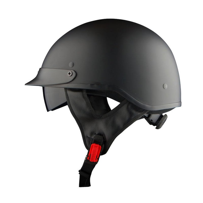 1Storm Motorcycle Half Face Helmet Mopeds Scooter Pilot with Retractable Inner Smoked Visor  Matt Black - Image 1